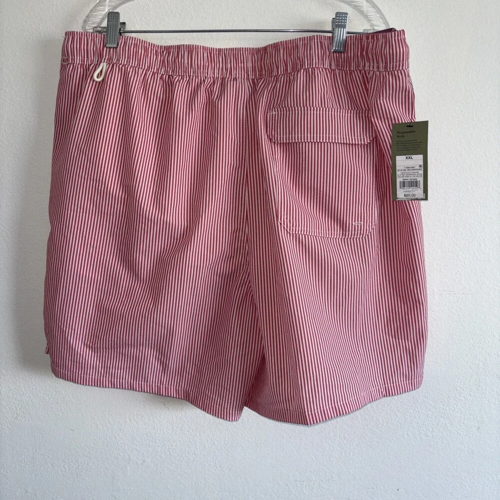 Goodfellow & Co Big and Tall Swim Trunks Red Stripe Seersucker Size 2XL NEW